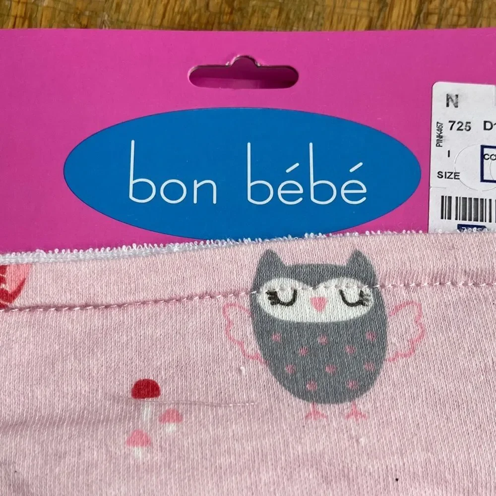 Bon Bebe Pink and Gray Owl Bandana Bibs Set